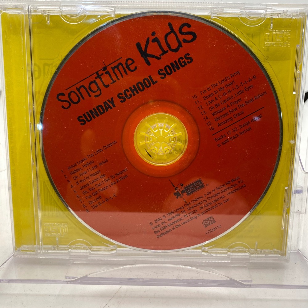 Songtime Kids Sunday School Songs CD 2000 Split Track Religious‎ Music LCD2112